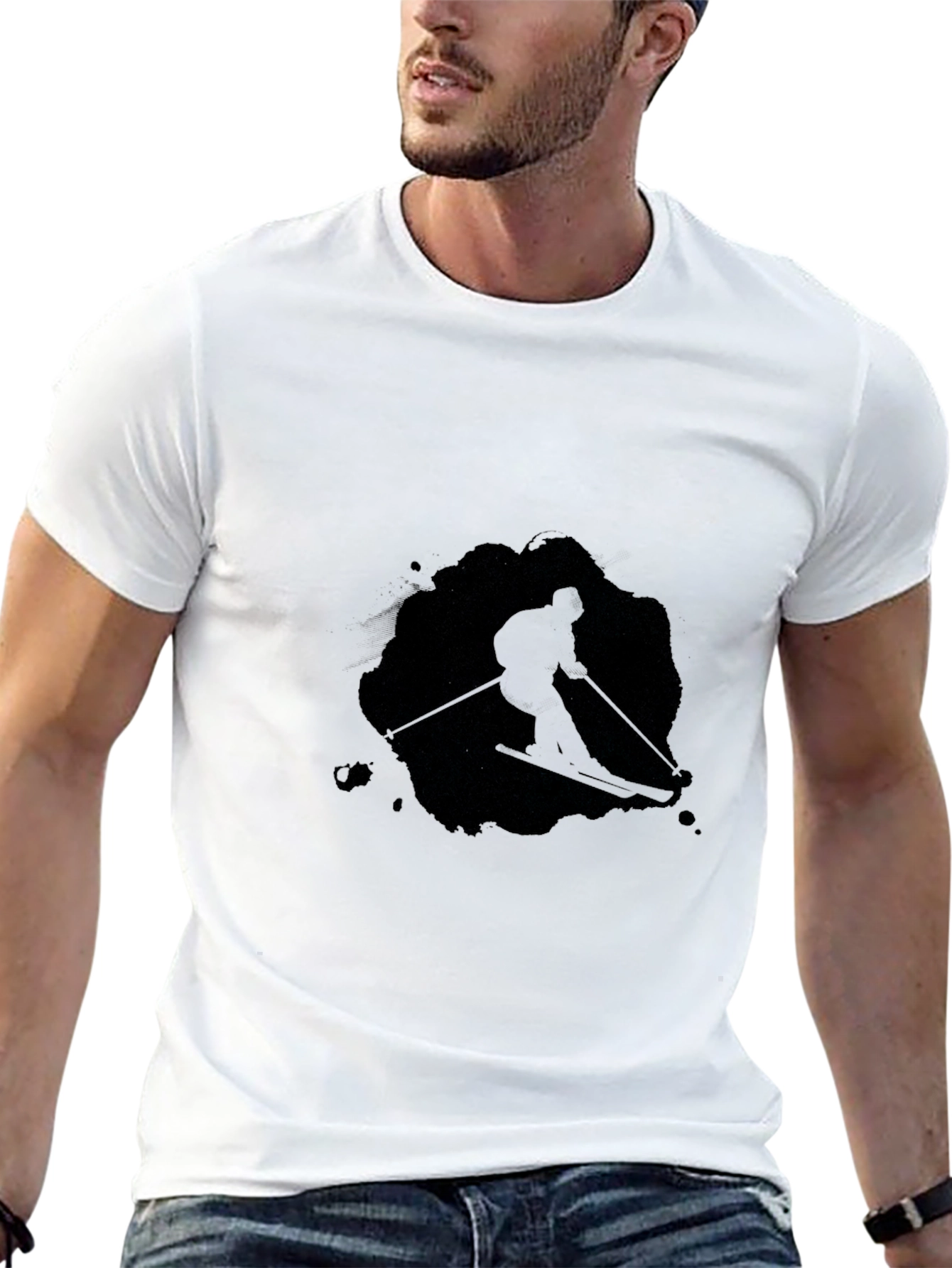 Mens Black Ski Silhouette Graphic Tee
