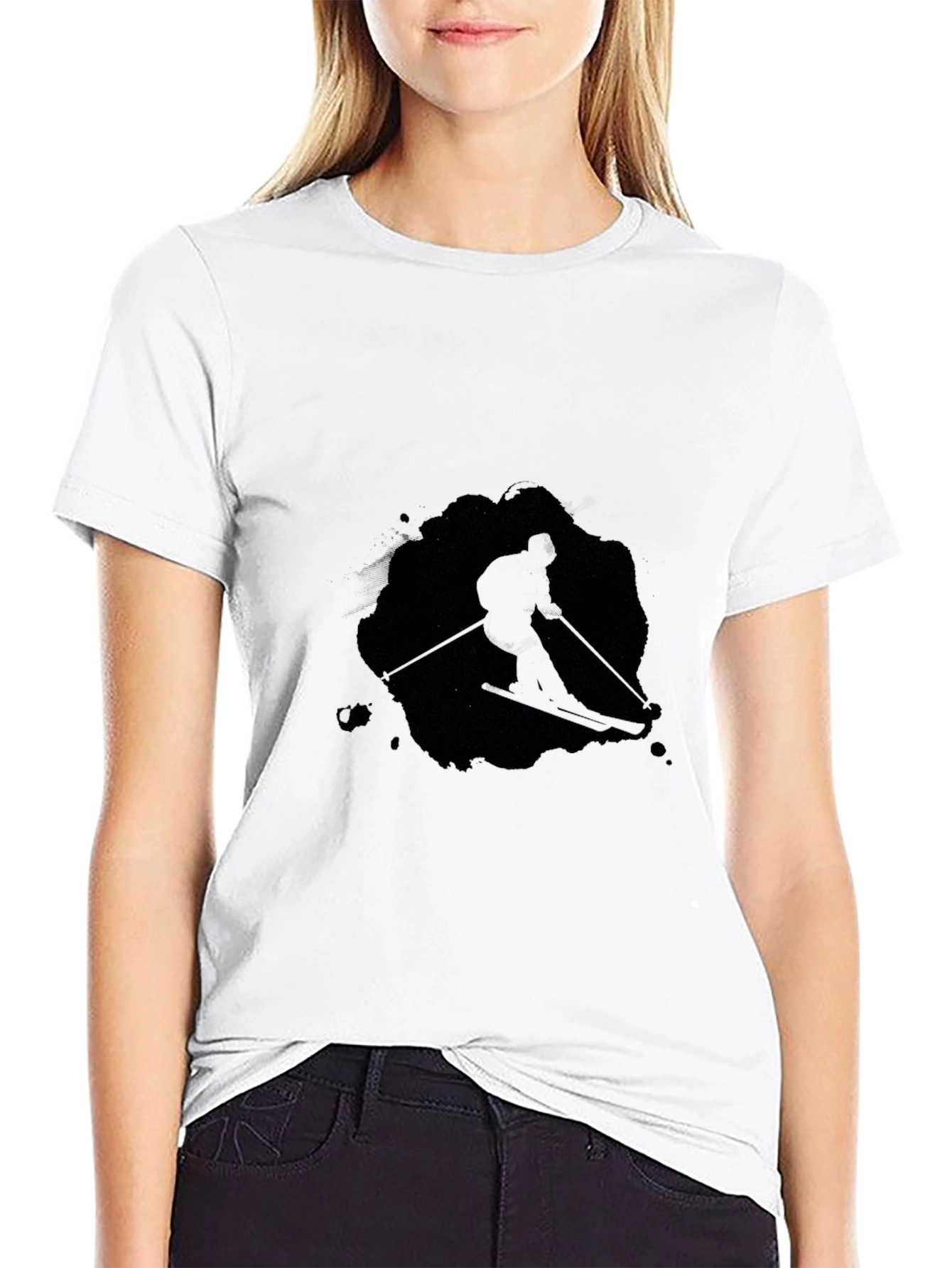 Mens Black Ski Silhouette Graphic Tee