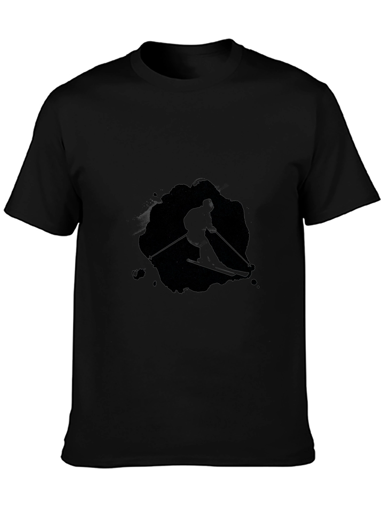 Mens Black Ski Silhouette Graphic Tee