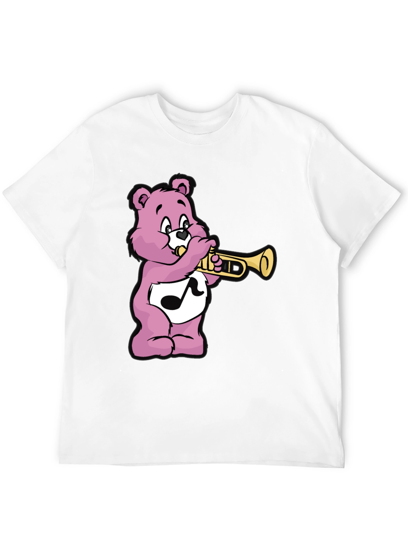 Pink Bear Trumpet Graphic T-Shirt
