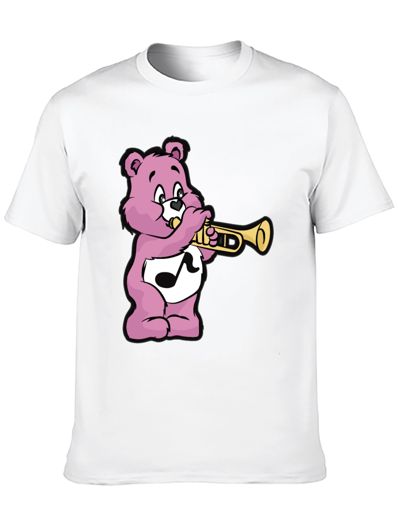 Pink Bear Trumpet Graphic T-Shirt