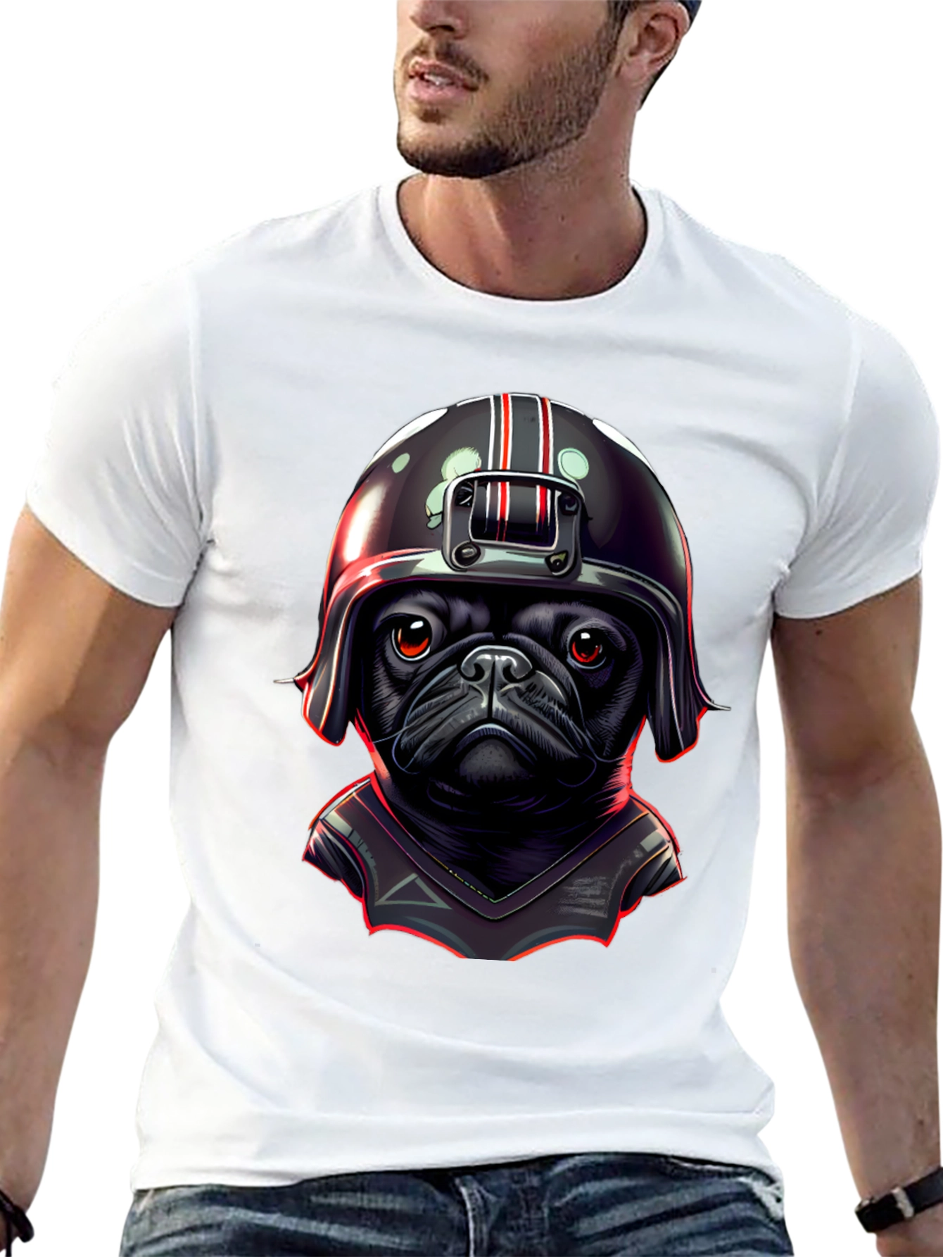 Pug Rider T-Shirt - Cool Dog Design