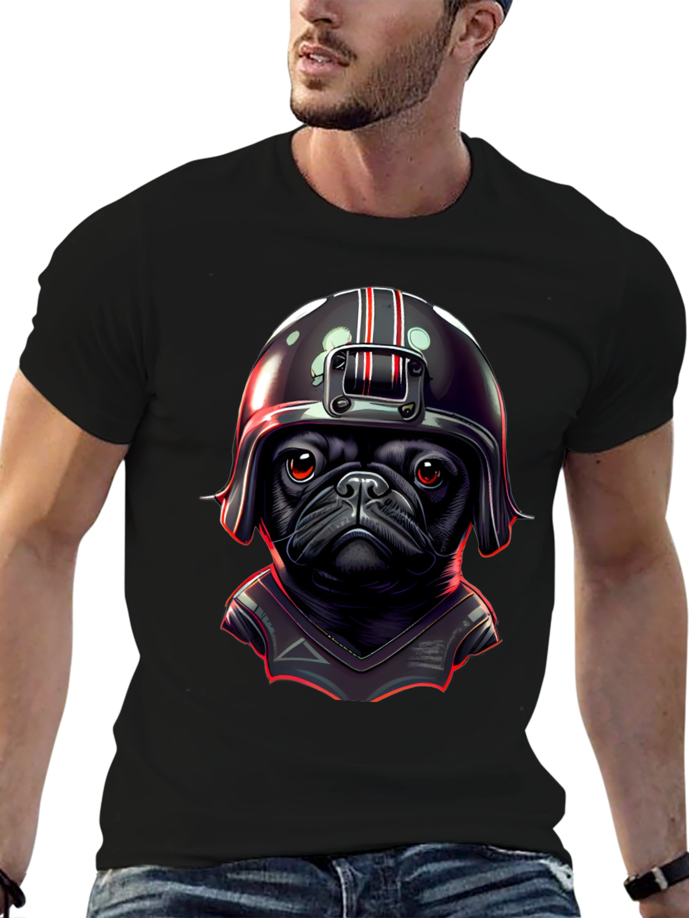 Pug Rider T-Shirt - Cool Dog Design