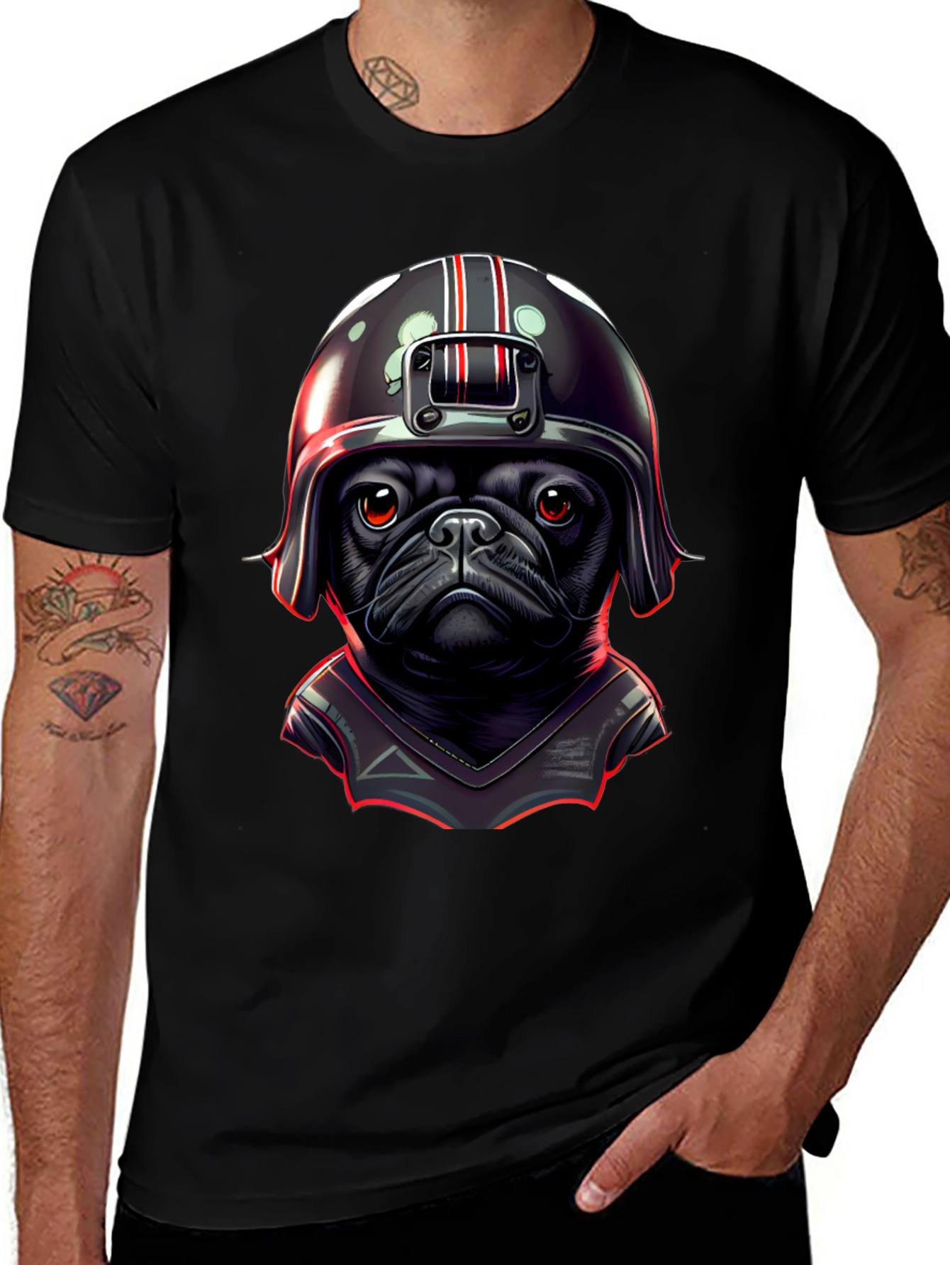 Pug Rider T-Shirt - Cool Dog Design