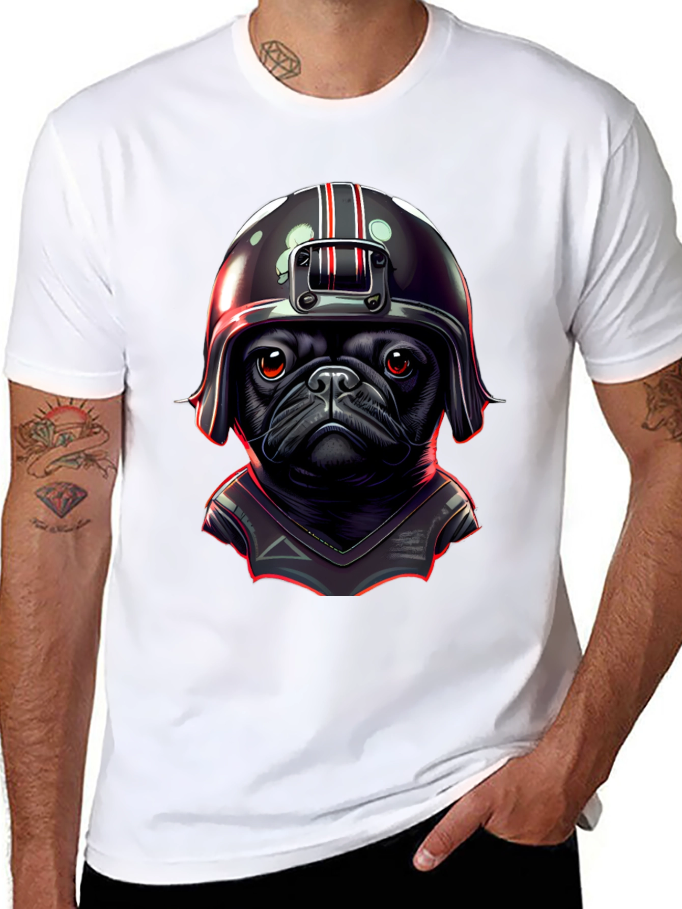 Pug Rider T-Shirt - Cool Dog Design