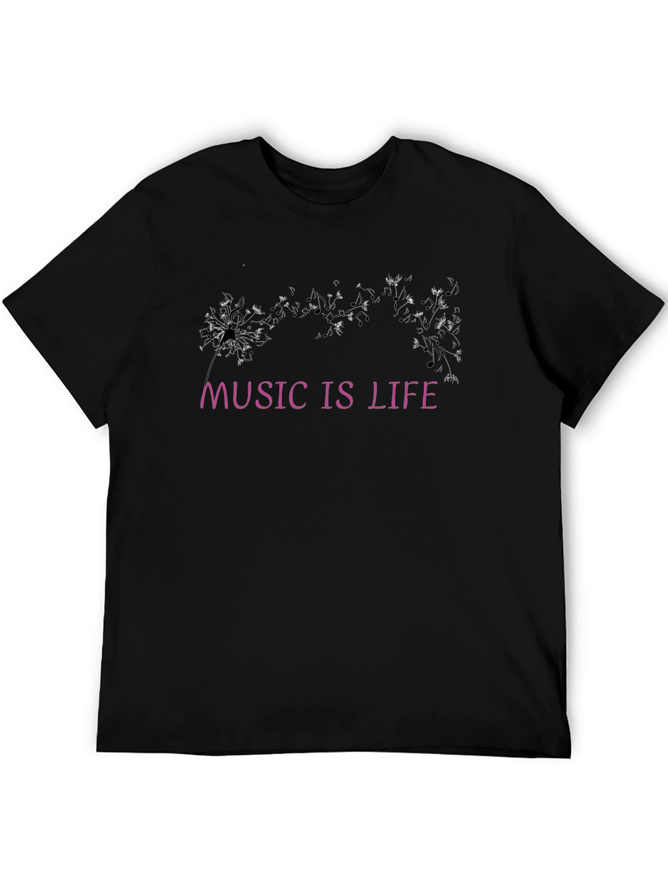 Music Is Life Graphic Black T-Shirt