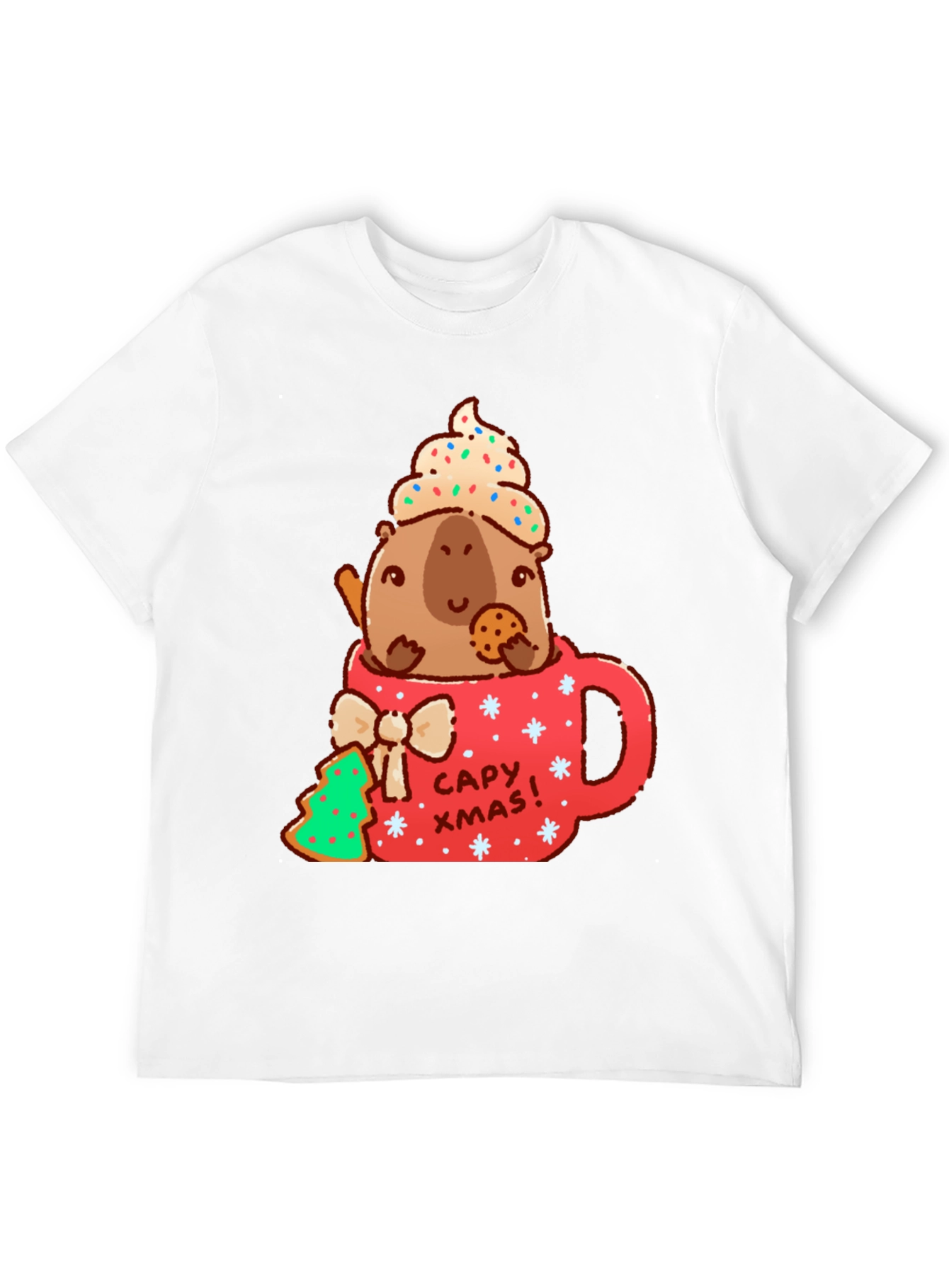 Capybara Christmas Mug T-Shirt - Cute Holiday Tee