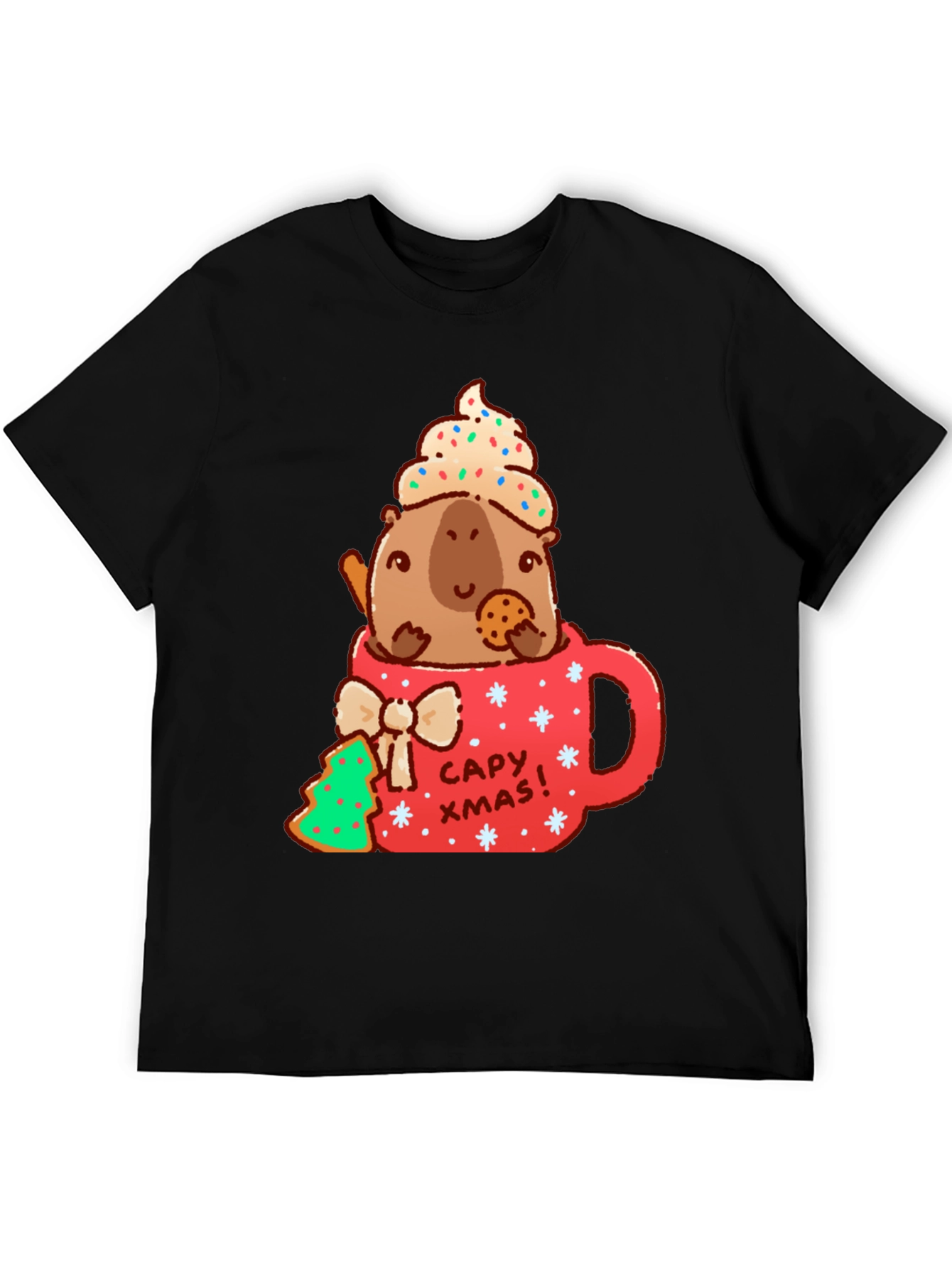 Capybara Christmas Mug T-Shirt - Cute Holiday Tee
