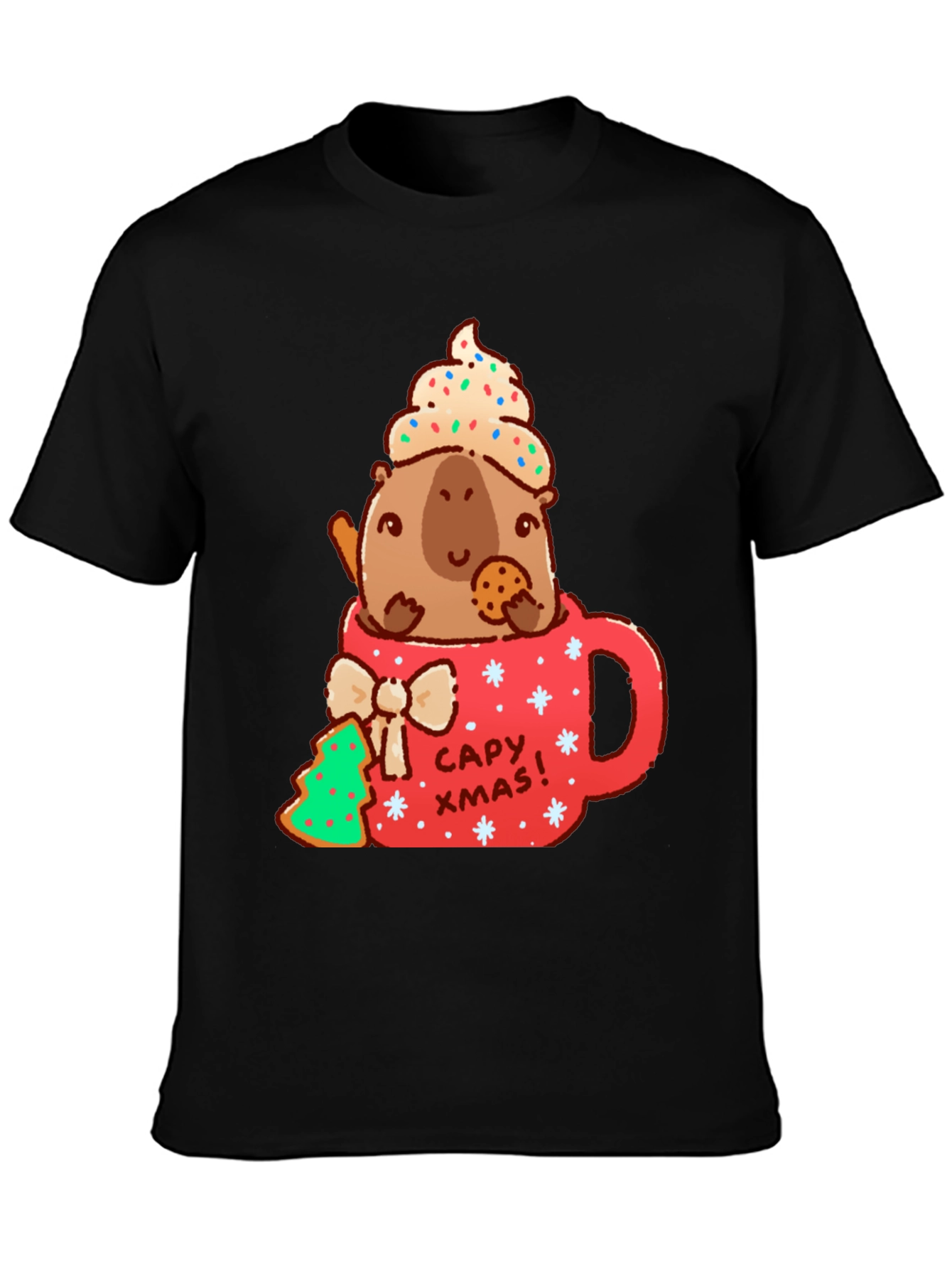 Capybara Christmas Mug T-Shirt - Cute Holiday Tee