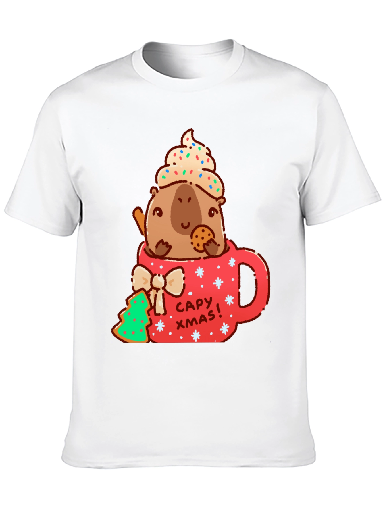 Capybara Christmas Mug T-Shirt - Cute Holiday Tee