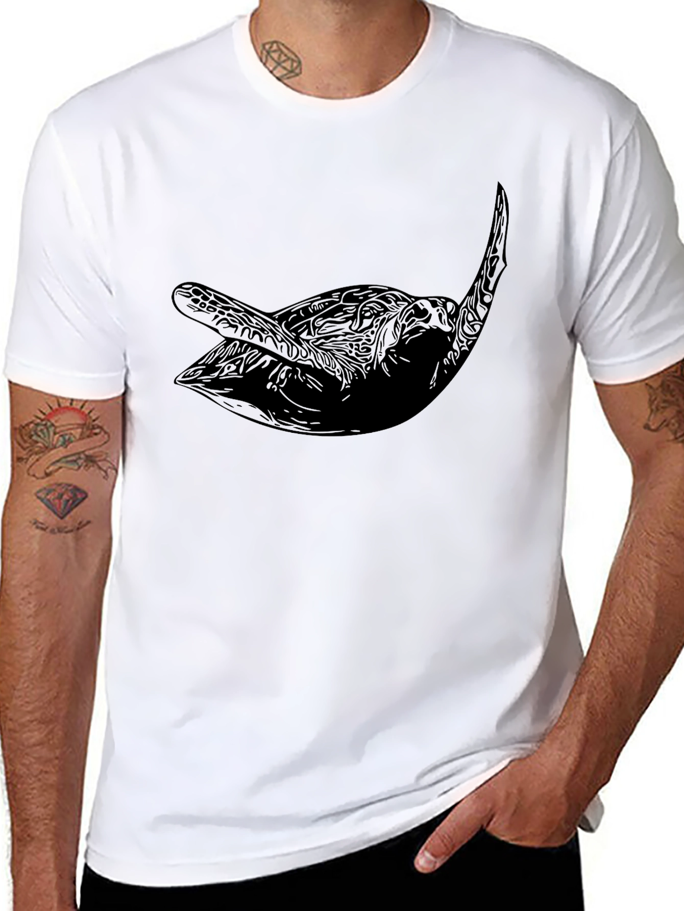 Mens Black Sea Turtle Graphic Tee