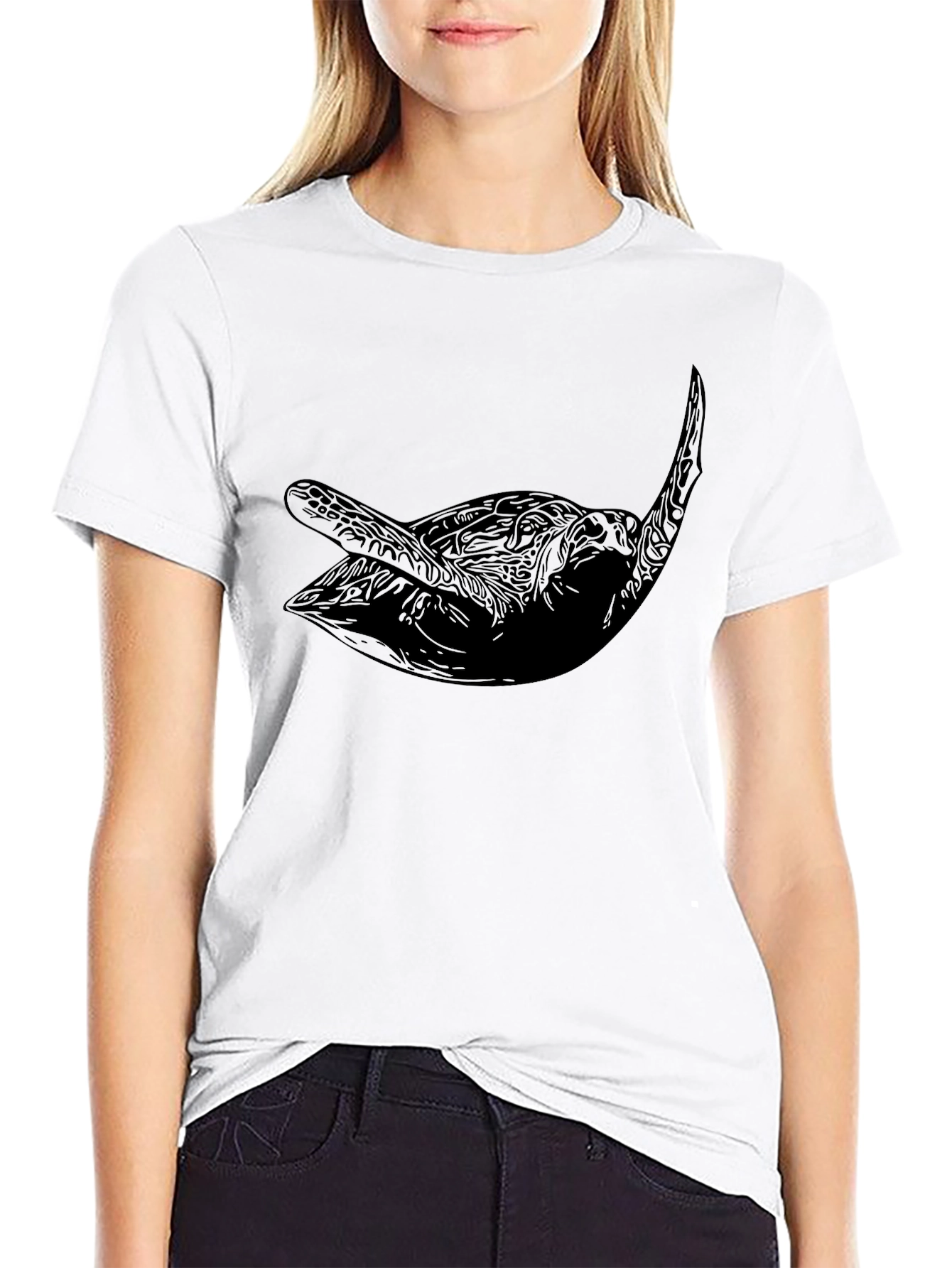 Mens Black Sea Turtle Graphic Tee