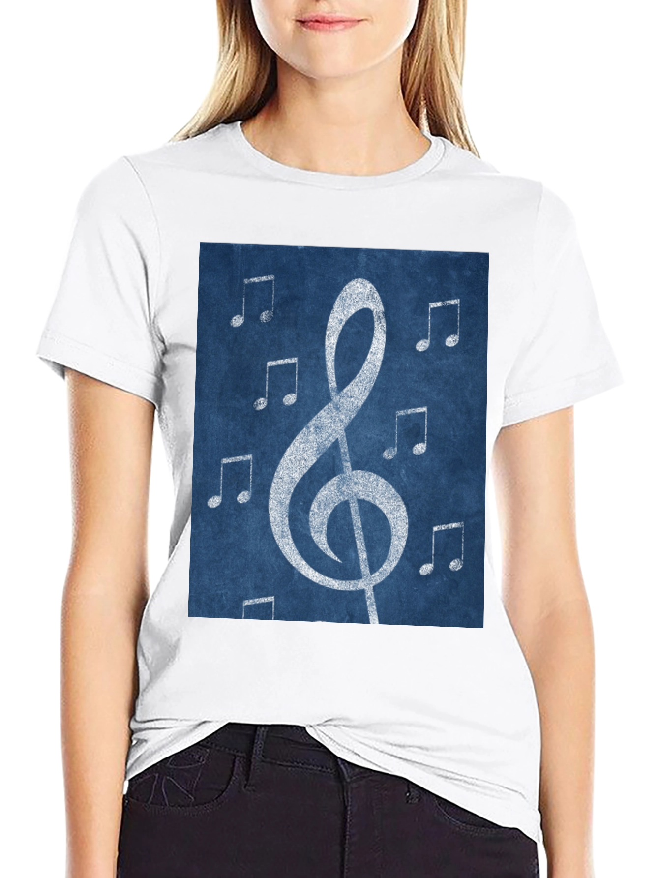 Musical Note Graphic Tee - Black Cotton T-Shirt