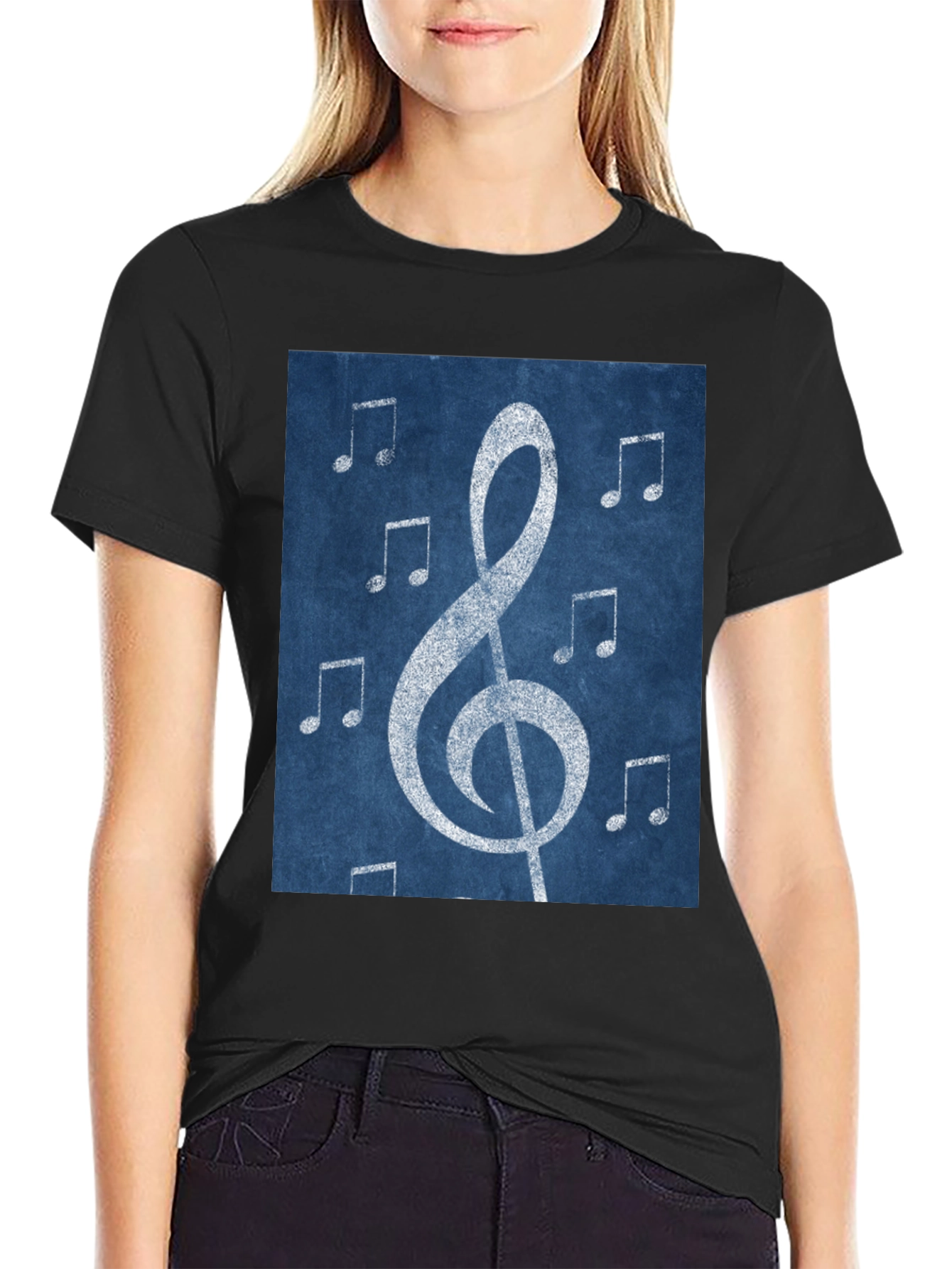 Musical Note Graphic Tee - Black Cotton T-Shirt