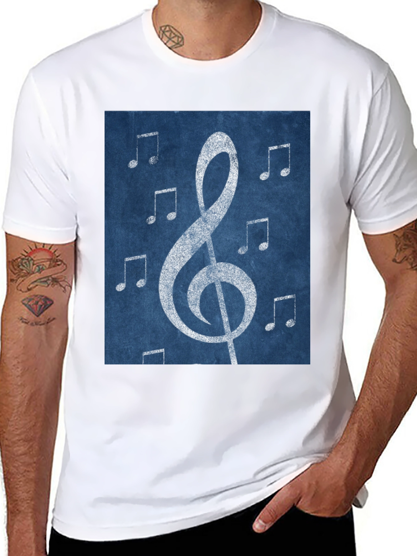 Musical Note Graphic Tee - Black Cotton T-Shirt