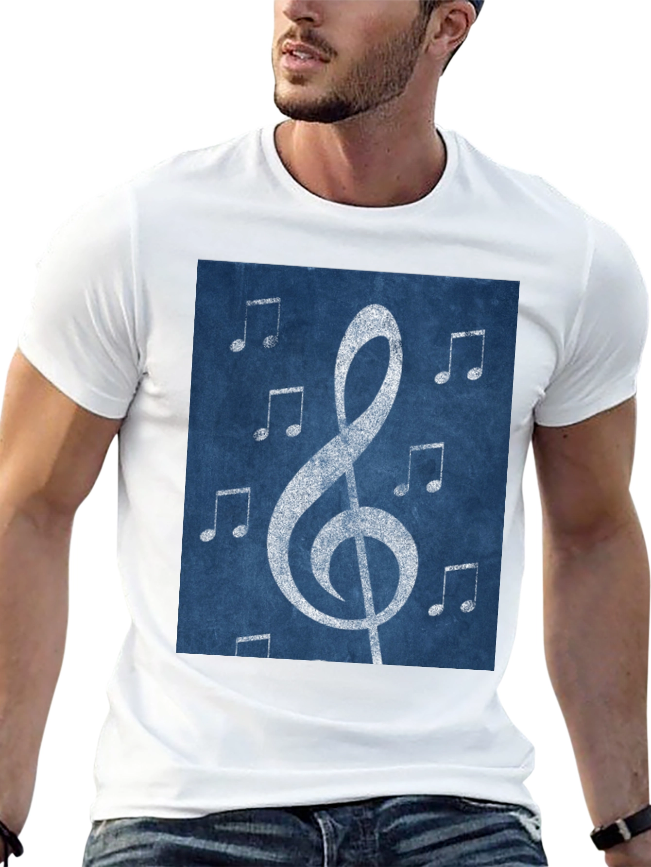 Musical Note Graphic Tee - Black Cotton T-Shirt