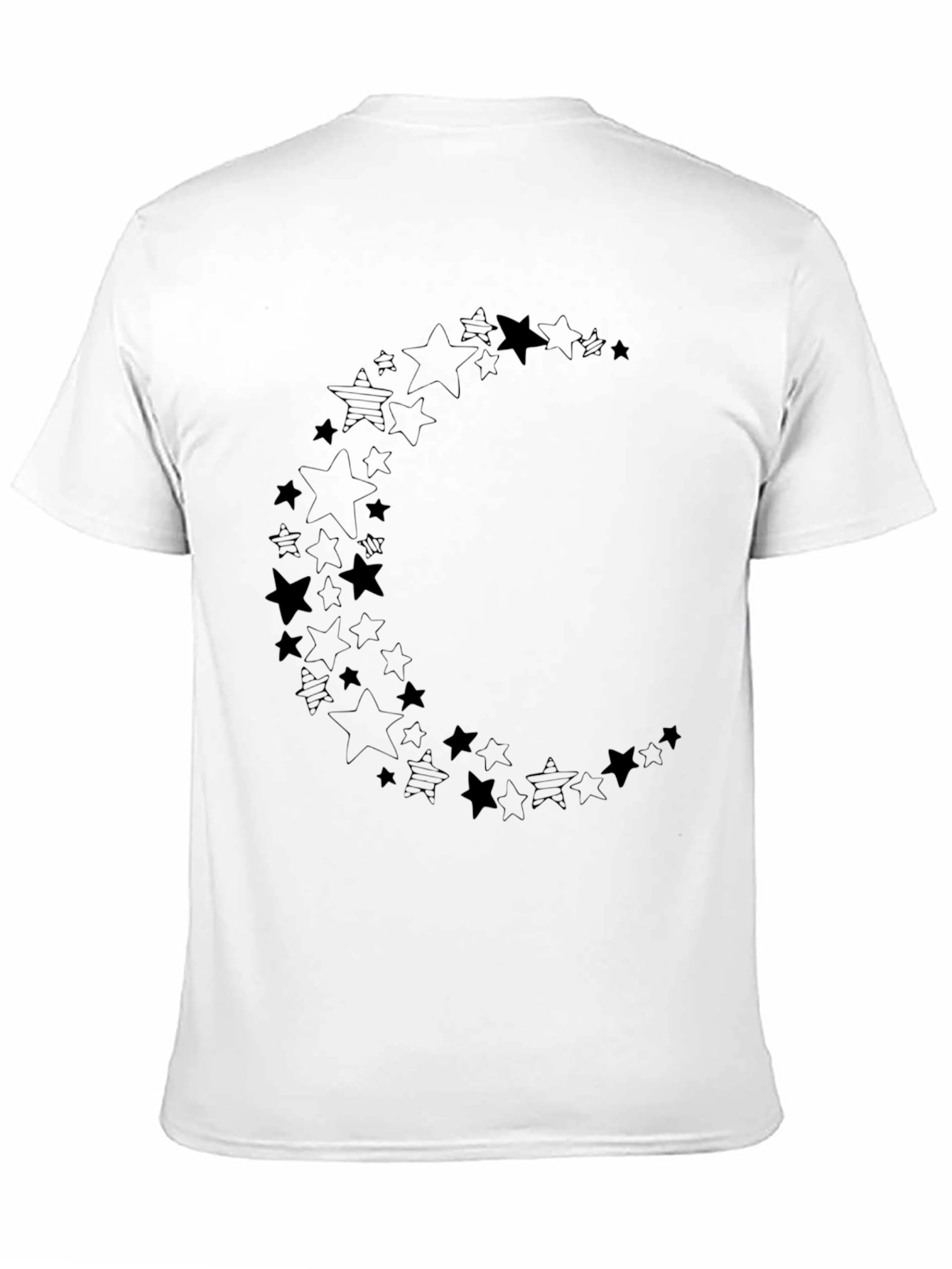 Starry Crescent Moon Graphic Black T-Shirt