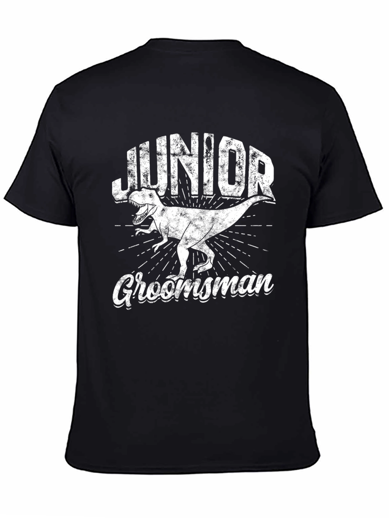 Junior Groomsman T-Rex Graphic Black T-Shirt