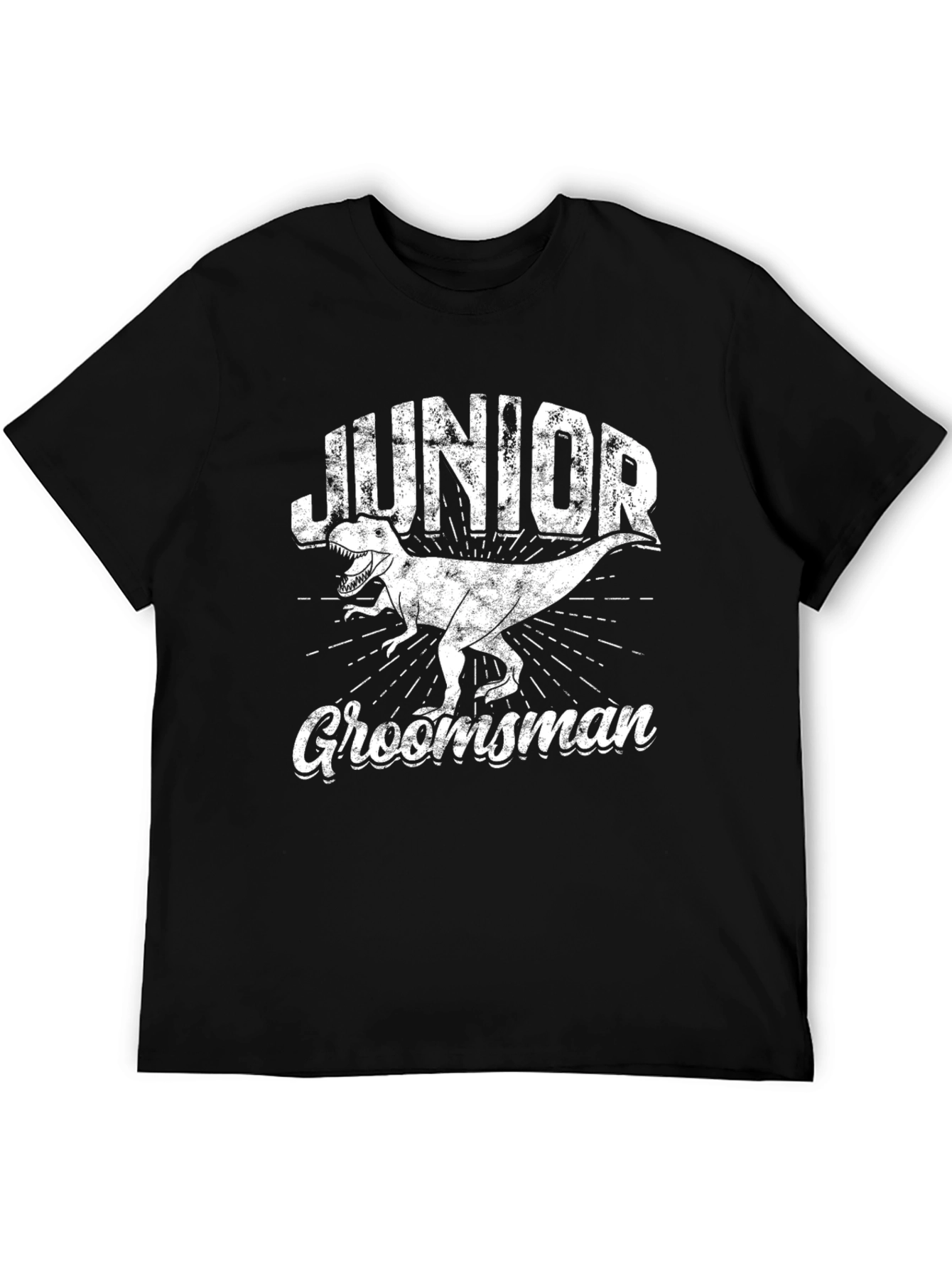 Junior Groomsman T-Rex Graphic Black T-Shirt