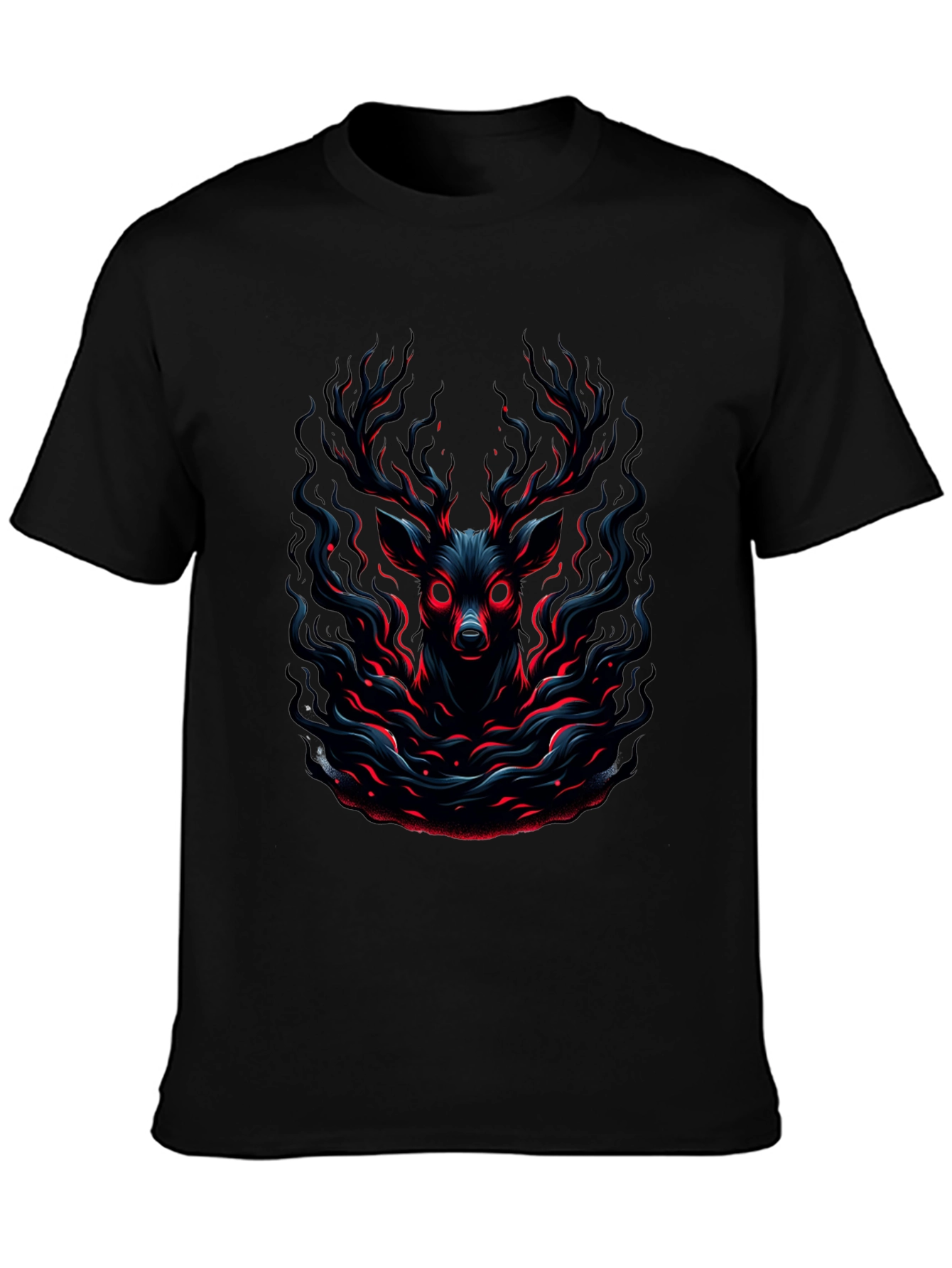 Eerie Deer Graphic Black T-Shirt