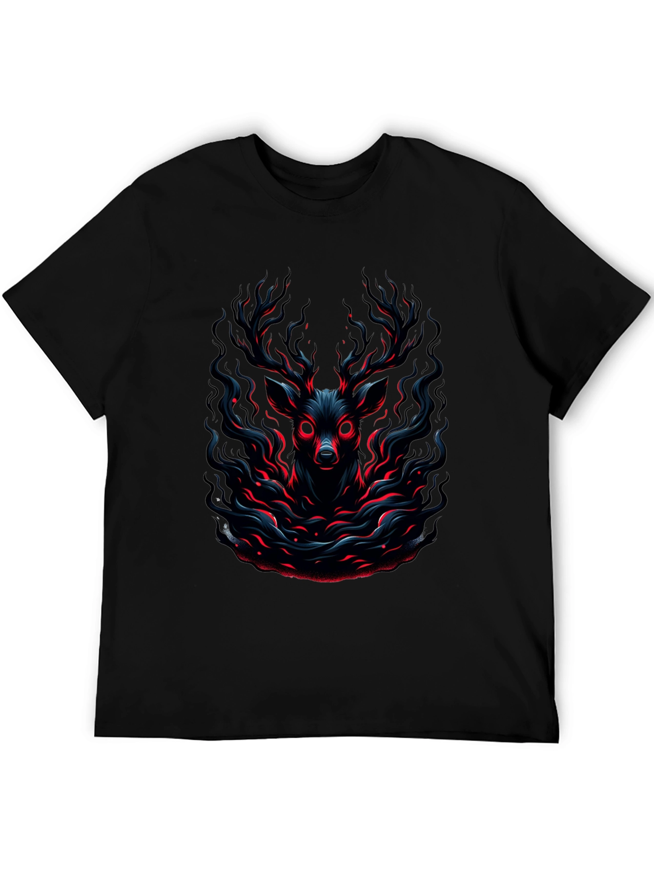 Eerie Deer Graphic Black T-Shirt
