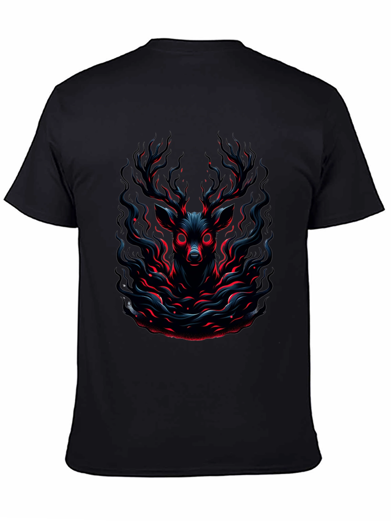 Eerie Deer Graphic Black T-Shirt
