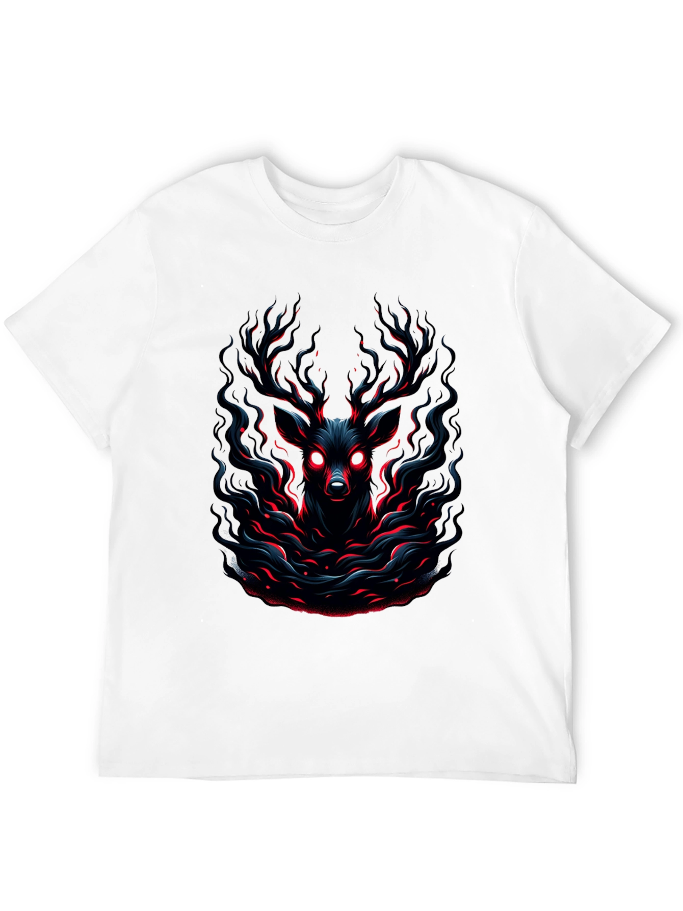 Eerie Deer Graphic Black T-Shirt