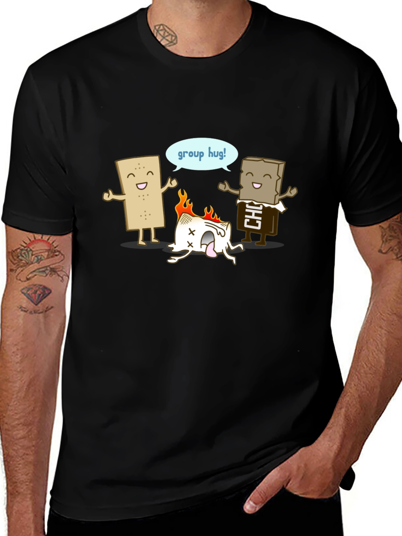 Funny Smores Group Hug Graphic Tee