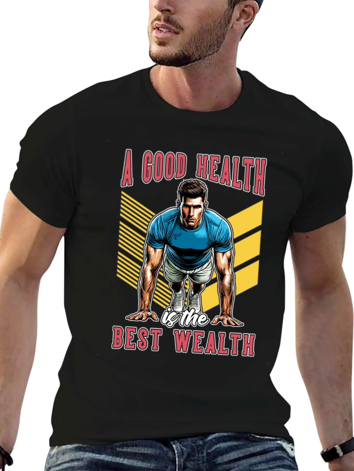 Good Health Best Wealth Black T-Shirt