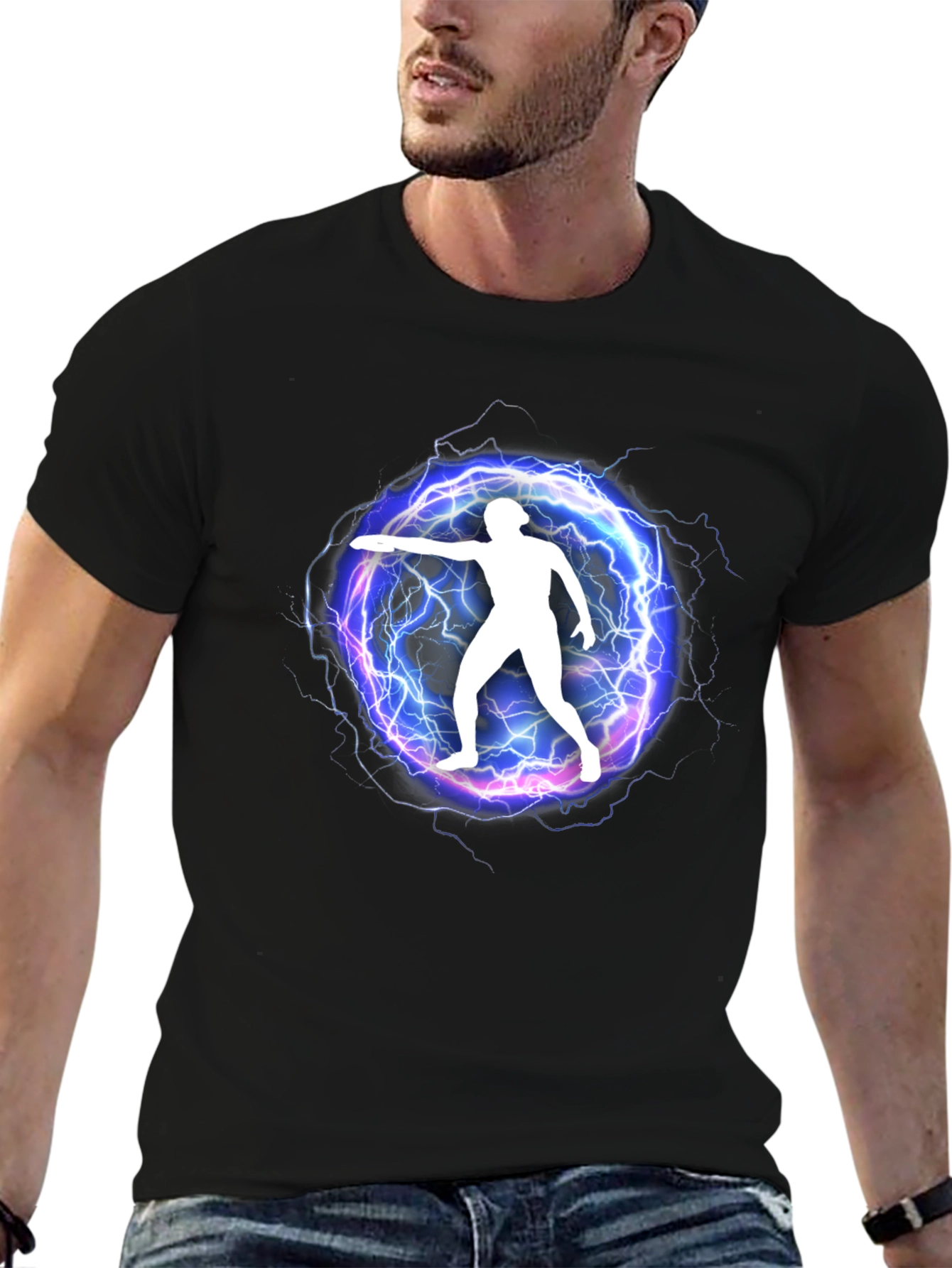 Electric Disc Thrower Graphic Tee - Black