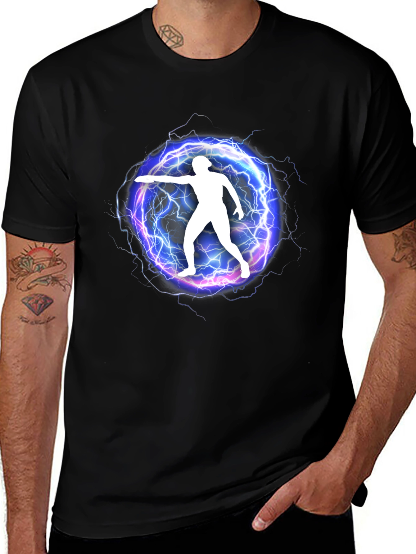 Electric Disc Thrower Graphic Tee - Black