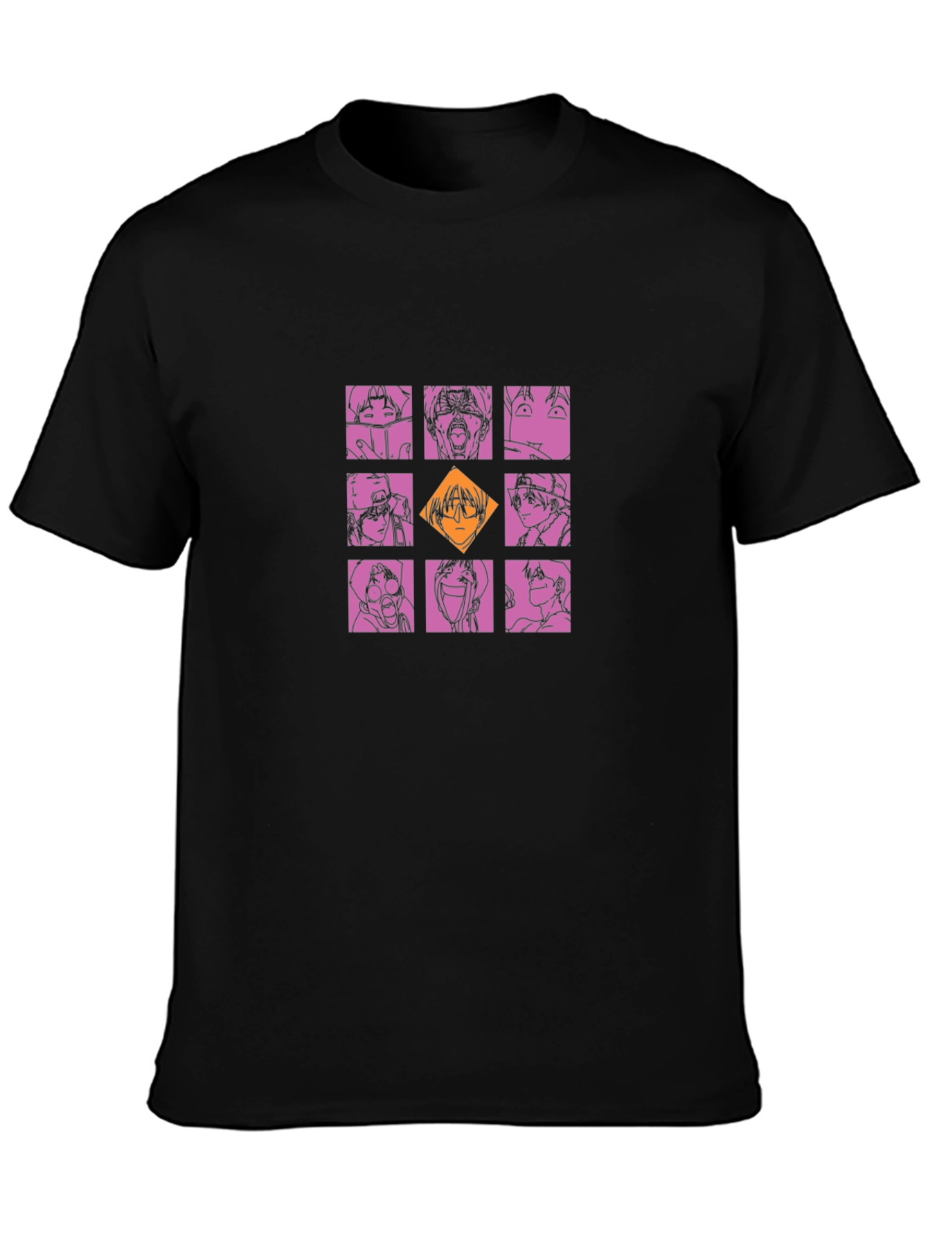 Graphic Print Crew Neck T-Shirt - Anime Style