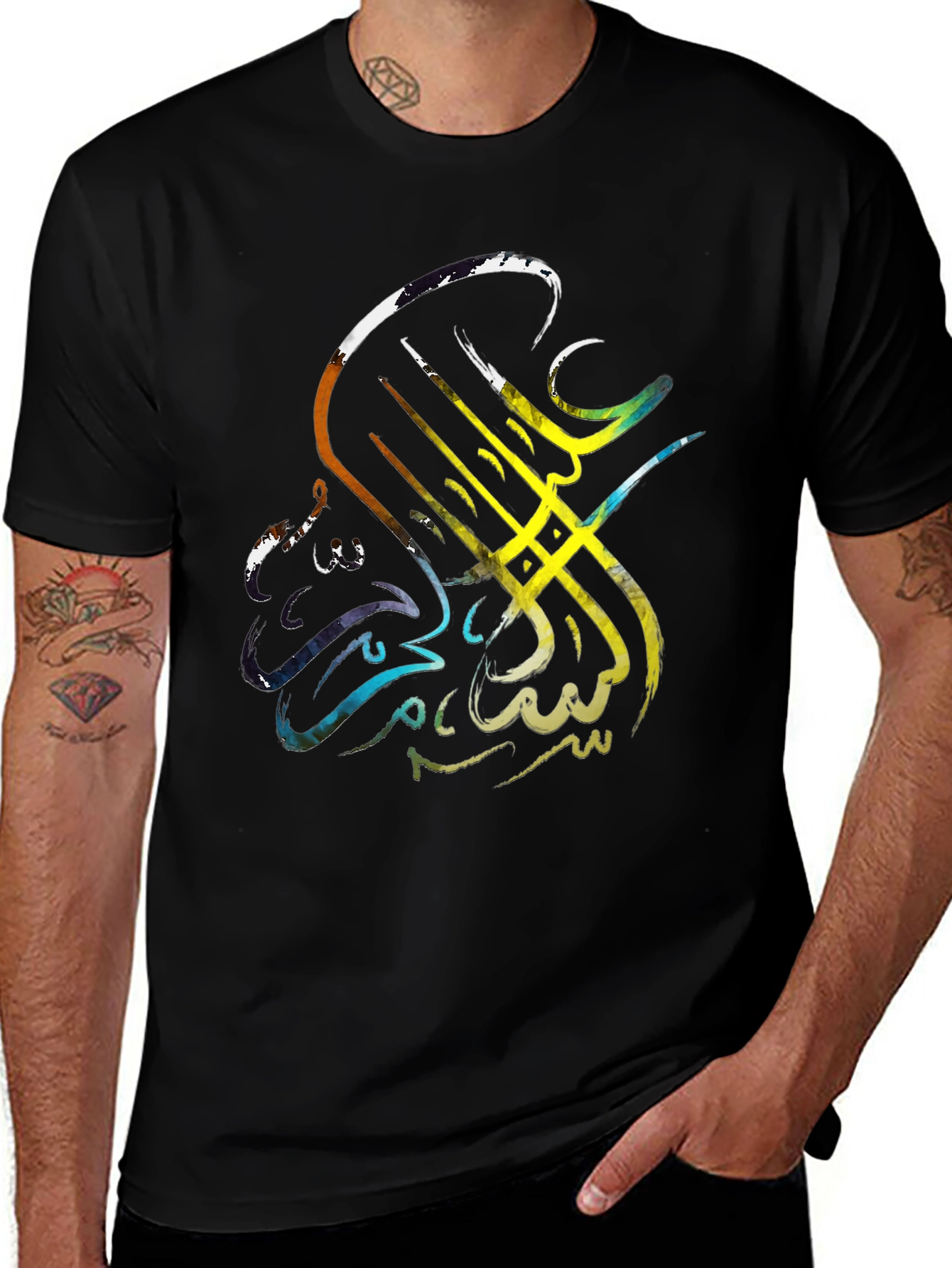 Arabic Calligraphy Mens Black Graphic Tee