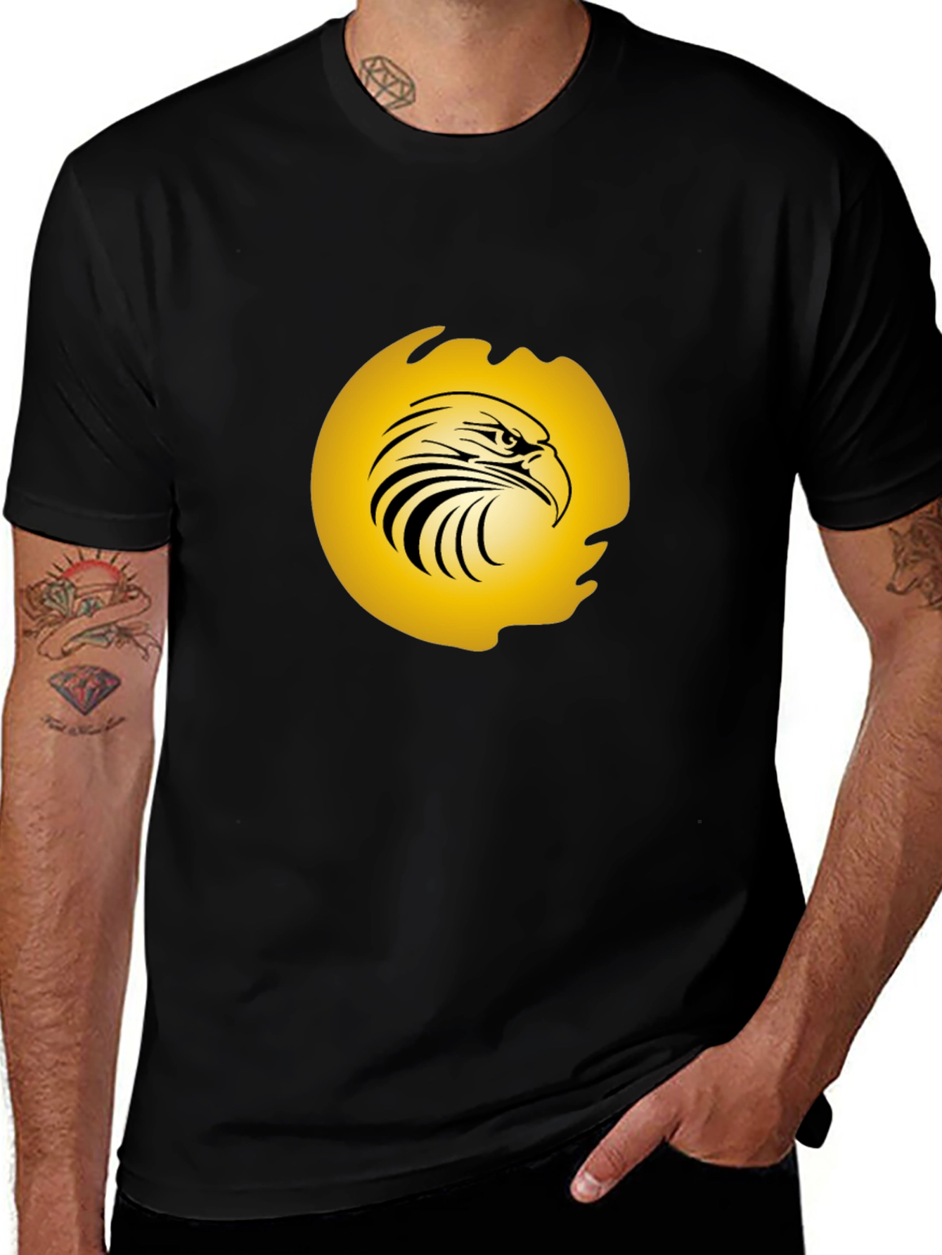 Mens Black Eagle Graphic Tee - Bold & Stylish