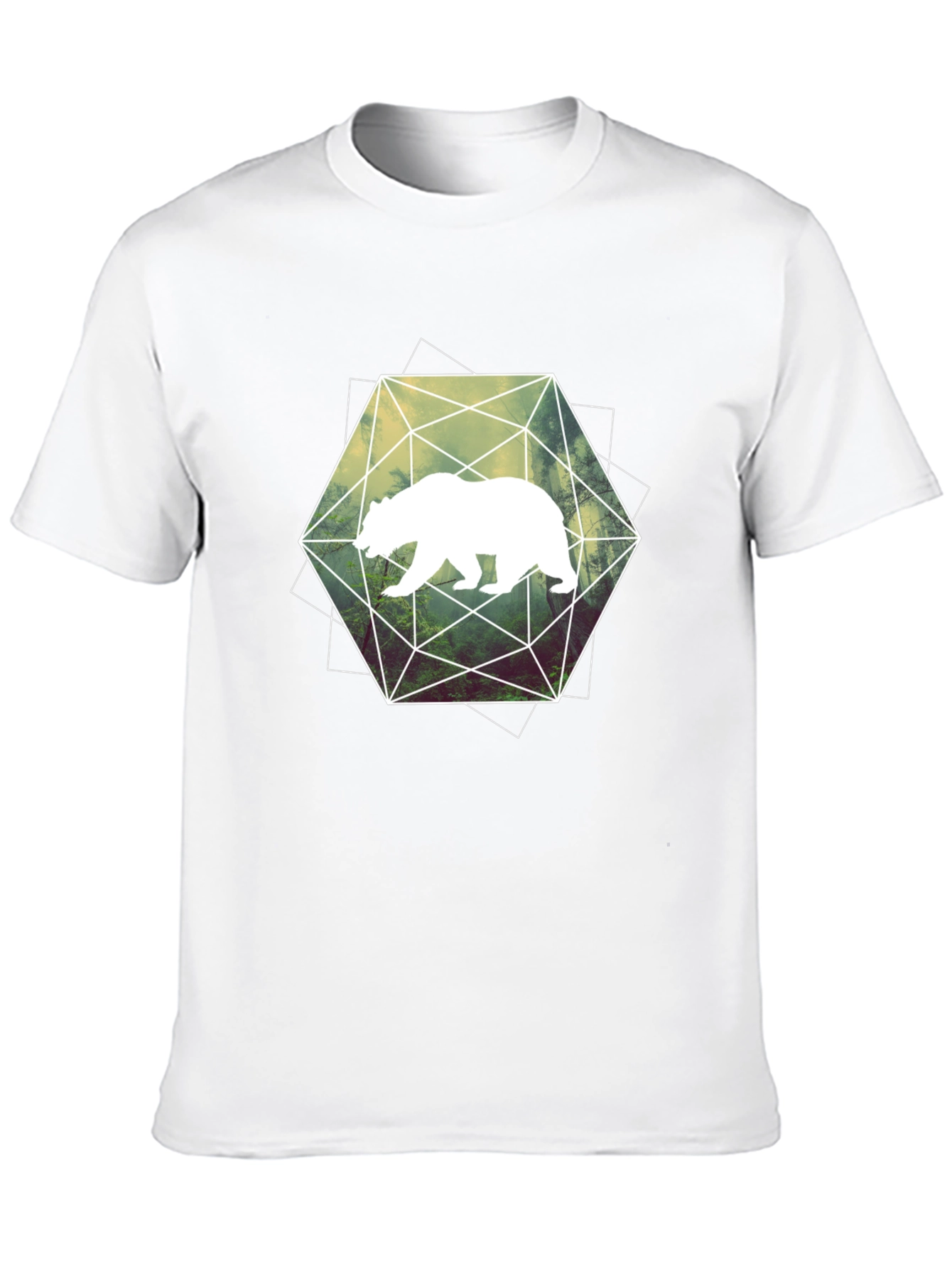 Geometric Bear Graphic Tee - Modern Style