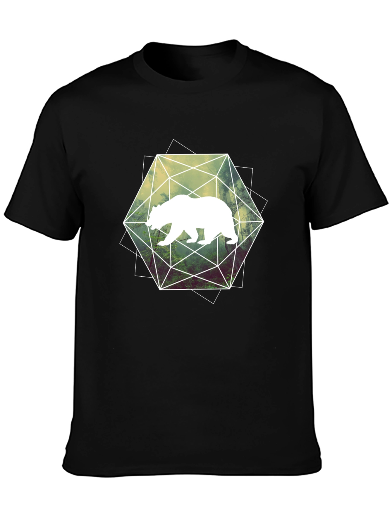 Geometric Bear Graphic Tee - Modern Style