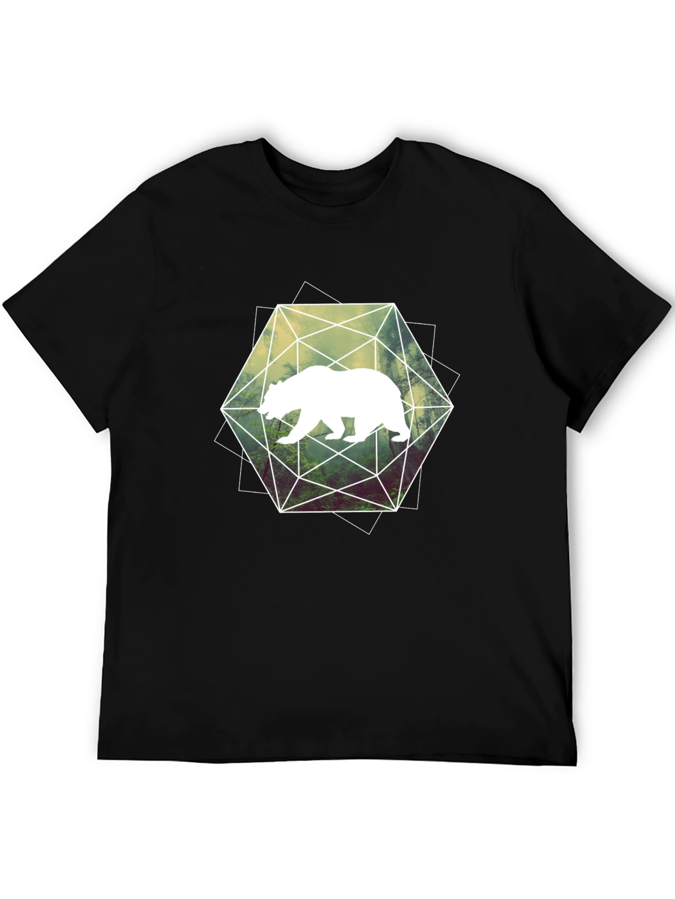 Geometric Bear Graphic Tee - Modern Style