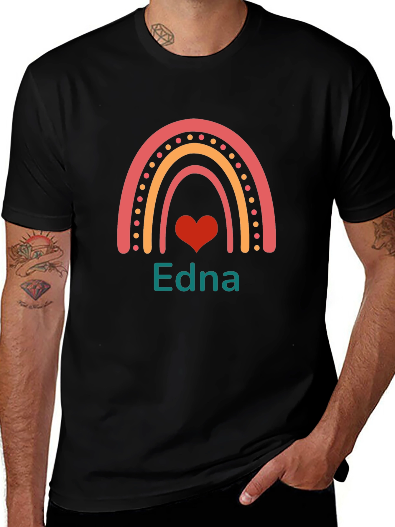 Edna Rainbow Heart Personalized T-Shirt