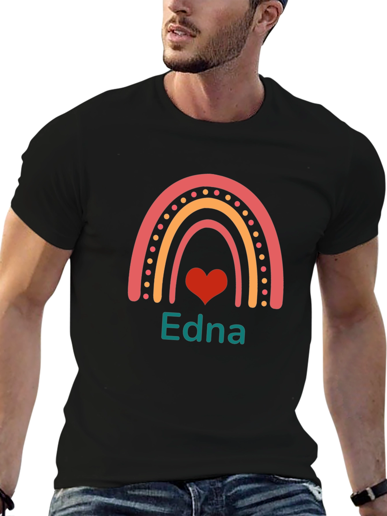 Edna Rainbow Heart Personalized T-Shirt