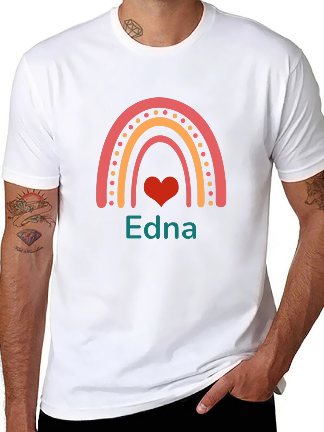 Edna Rainbow Heart Personalized T-Shirt