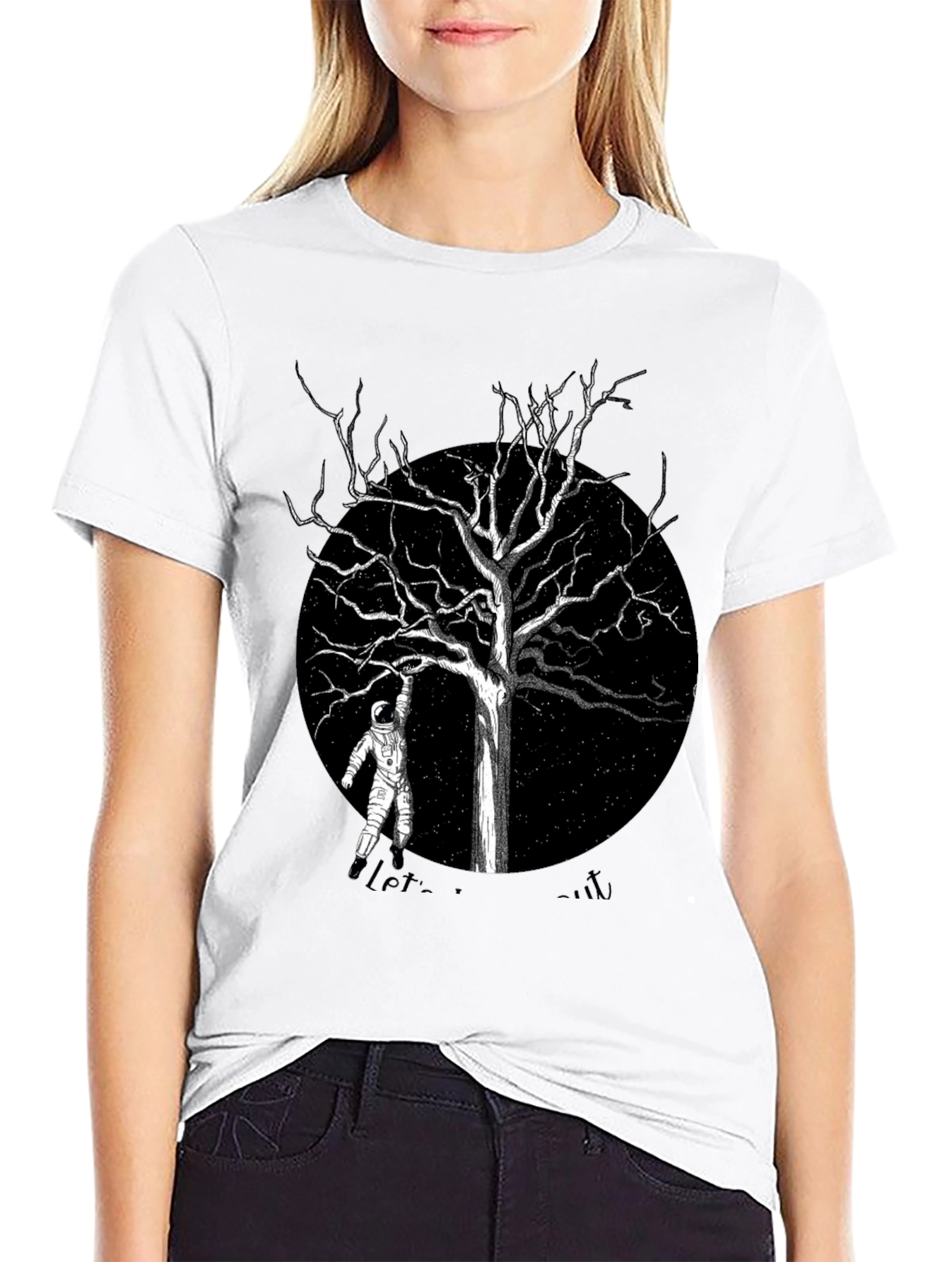 Astronaut Tree Black T-Shirt