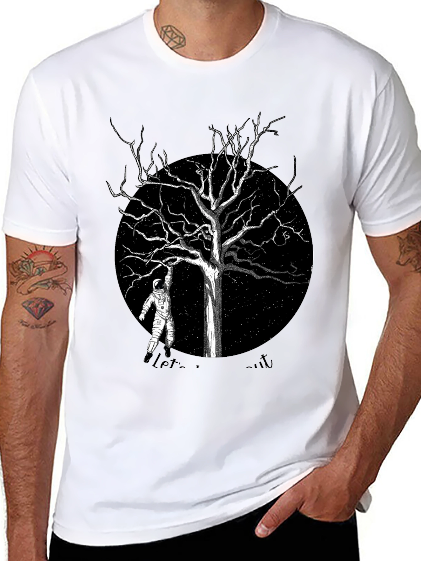 Astronaut Tree Black T-Shirt
