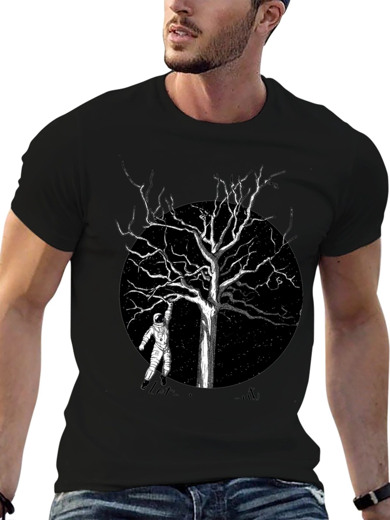 Astronaut Tree Black T-Shirt