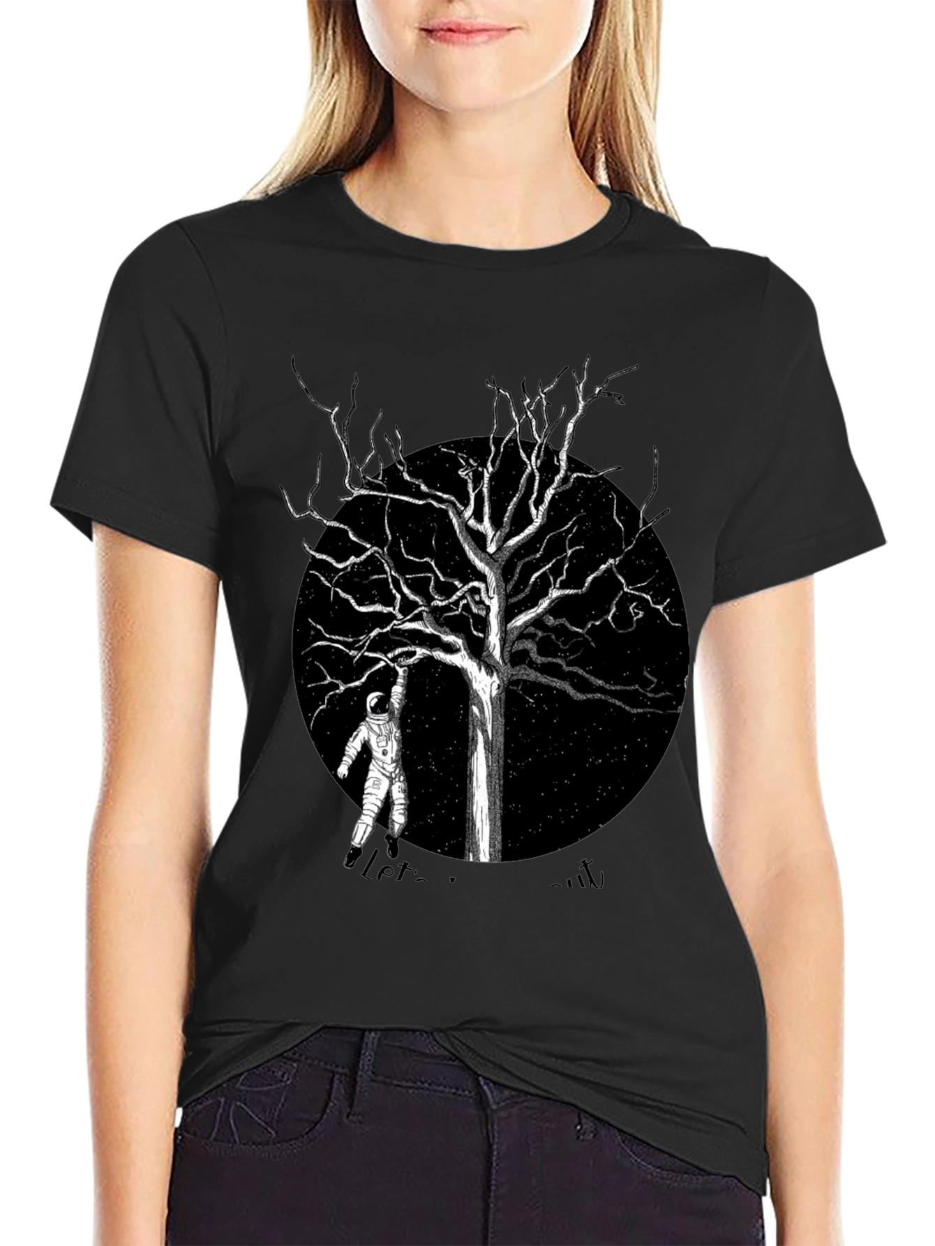 Astronaut Tree Black T-Shirt