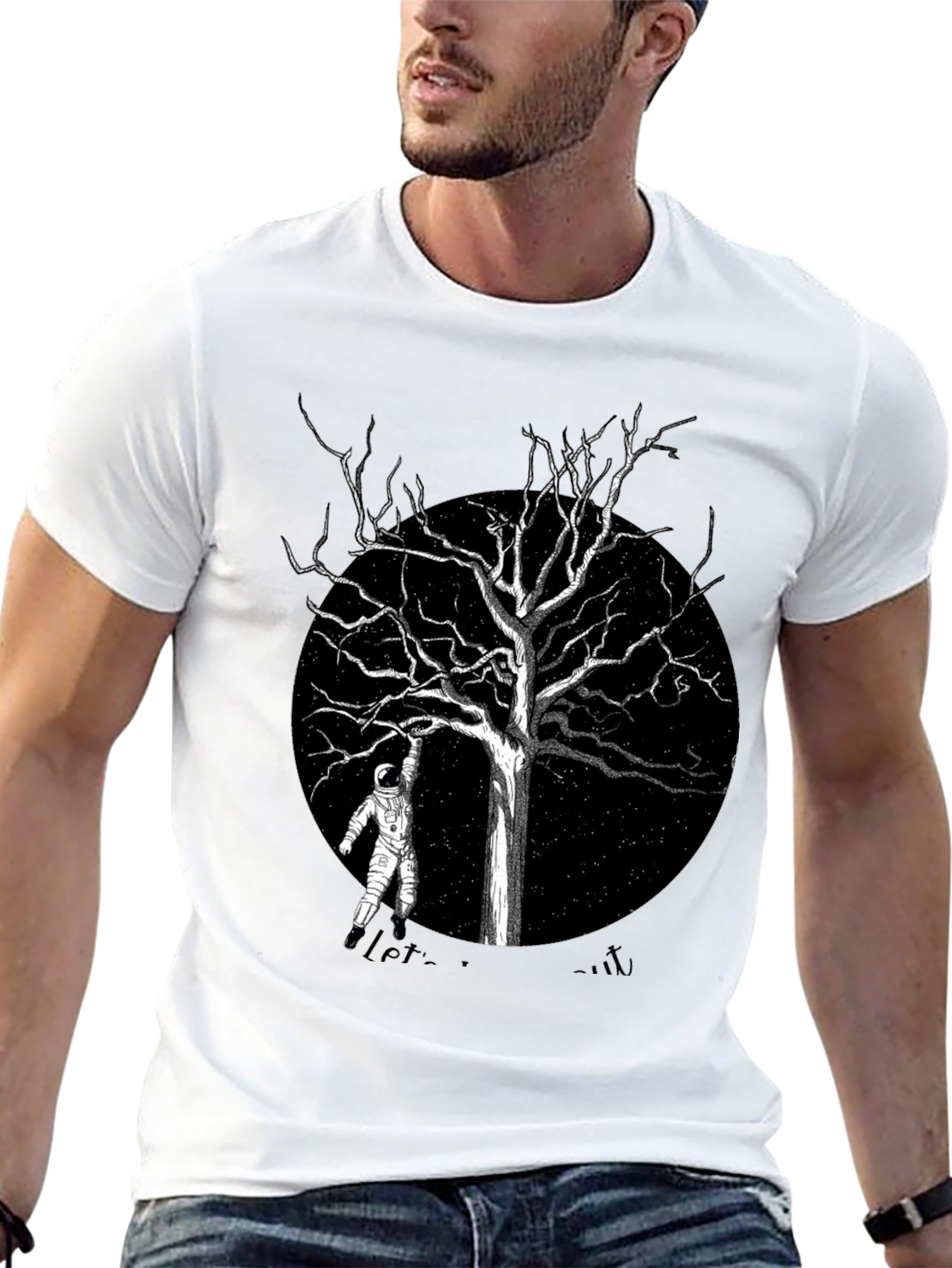 Astronaut Tree Black T-Shirt