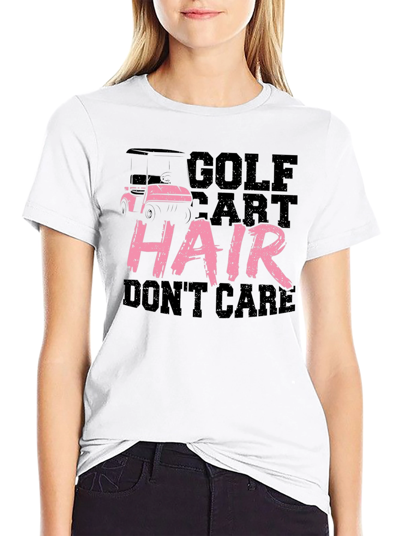 Golf Cart Hair Dont Care Tee - Black Cotton