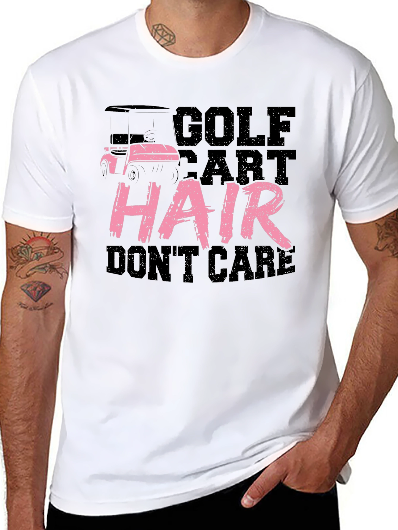 Golf Cart Hair Dont Care Tee - Black Cotton