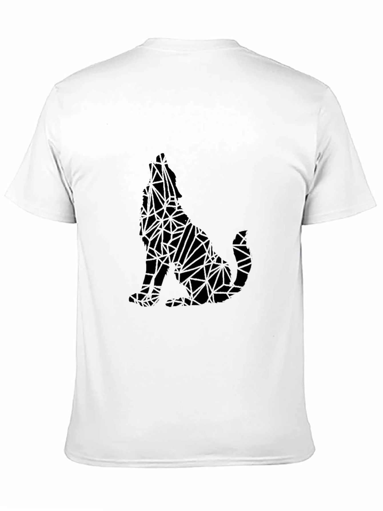Geometric Wolf Graphic Print Black T-Shirt