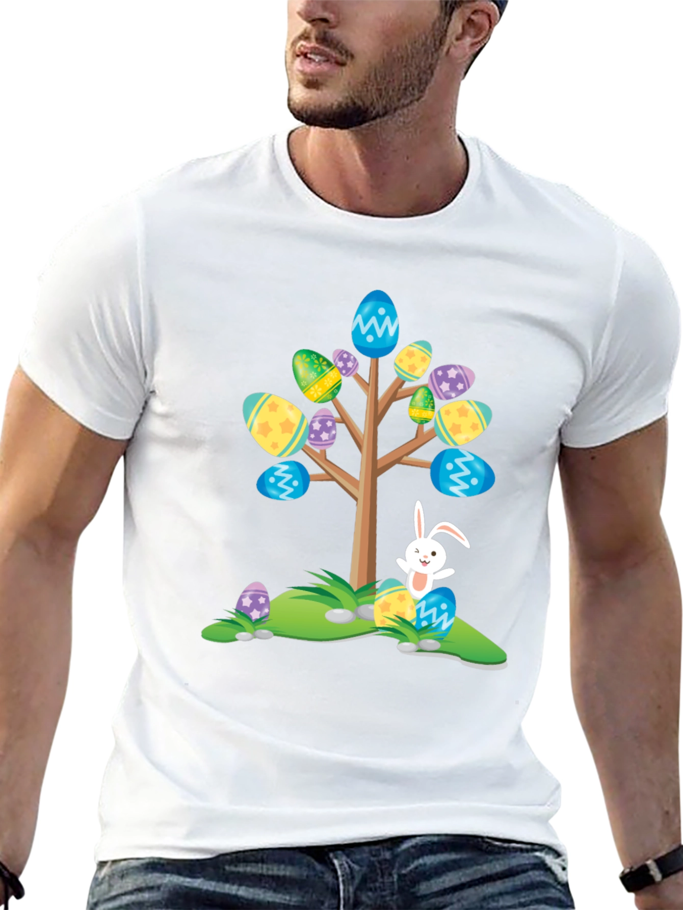 Easter Egg Tree Bunny T-Shirt - Fun Holiday Apparel