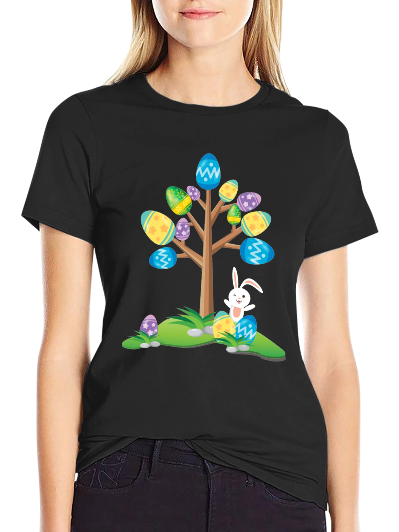 Easter Egg Tree Bunny T-Shirt - Fun Holiday Apparel